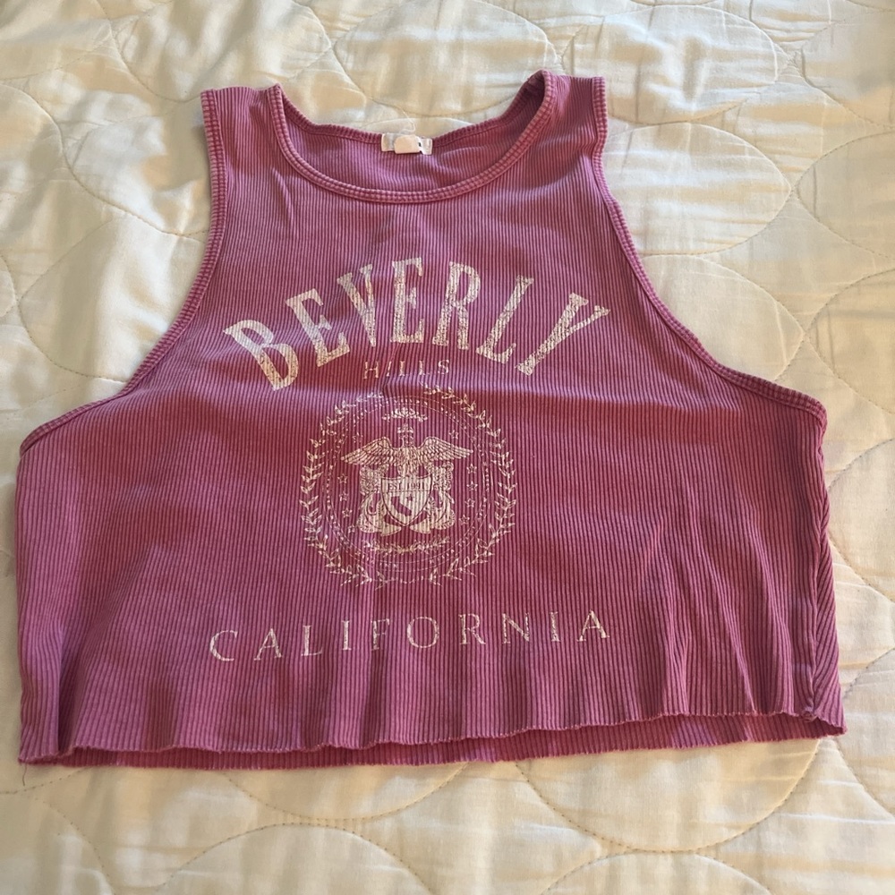 Medium Pink Garage Tank Top worn